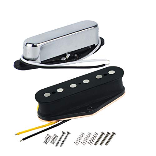 FLEOR Alnico 5 Guitar Pickups Tele Bridge Pickup w/Neck Pickup (Chrome) Fit Fender Telecaster Pickups Part