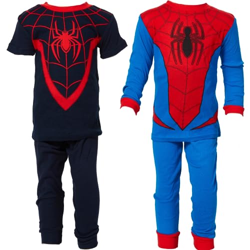 Marvel Spiderman Pajamas Set, 4 Piece Sleepwear for Toddlers and Little Kids, Sizes 2T to 5T Multi