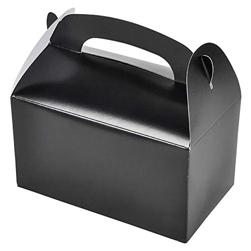 The Dreidel Company Gable Treat Boxes, Goodies Favor Gift Box for Kids Birthday Party Favors, Weddings Events, Baby Shower, 6.25' x 3.5' x 3.5' Inch Box (Black Treat Box, 12-Pack)
