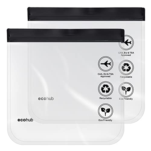 ECOHUB Clear TSA Approved Toiletry Bag 2 Pack 3-1-1 Compliant Quart Size Travel Toiletry Bag TSA Liquid Bag Travel Essentials Clear Travel Bags for Toiletries for Women Men (2pcs Black)