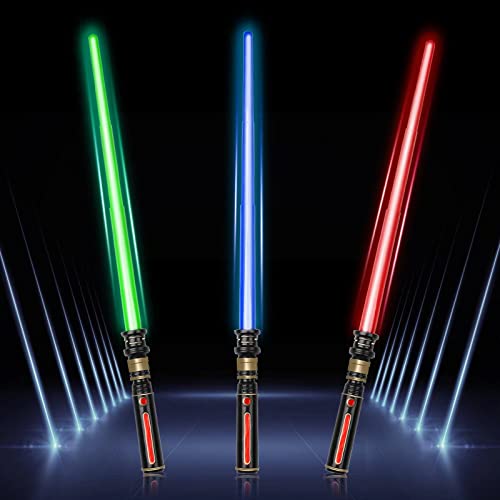 Light Up Saber,3 Pack Lightsabers, Light Sabers for Kids with FX Sound, Expandable Light Saber for Galaxy War Fighters and Warriors, Halloween Dress Up Parties Costume, Xmas Birthday Present