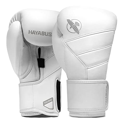 Hayabusa T3 Kanpeki Leather Boxing Gloves Men and Women for Training Sparring Heavy Bag and Mitt Work - White, 16oz