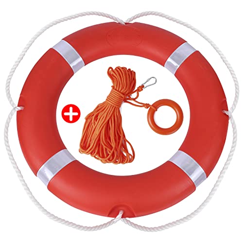 28 inch Boat Safety Throw Ring with Water Floating Lifesaving Rope 98.4FT Set, 2.5 KG International Standard Throw Ring, Outdoor Professional Throwing Ring Rope Rescue Lifeguard Lifesaving