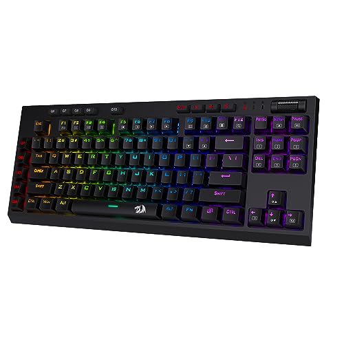 Redragon K596 Wired RGB Mechanical Gaming Keyboard, 87 Keys TKL Compact Keyboard w/10 Onboard Macro Keys & Wrist Rest, Red Switches