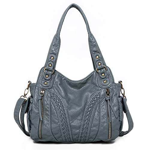 Montana West Roomy Shoulder Handbags Ladies Purse Hobo Satchel Bags Tote Washed Leather Crossbody Bag Jean MWC-019JEAN