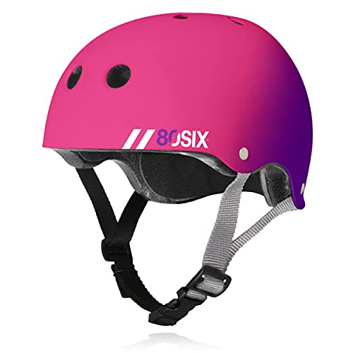 80Six Dual Certified Kids Bike, Skate, and Scooter Helmet, Pink Purple Fade, Junior - Ages 5+,Multi Sport Helmet