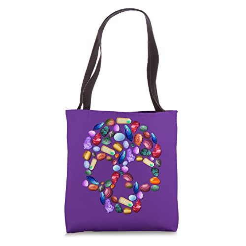 Geode Rock Mineral Quartz Geology Skull Halloween Purple Tote Bag