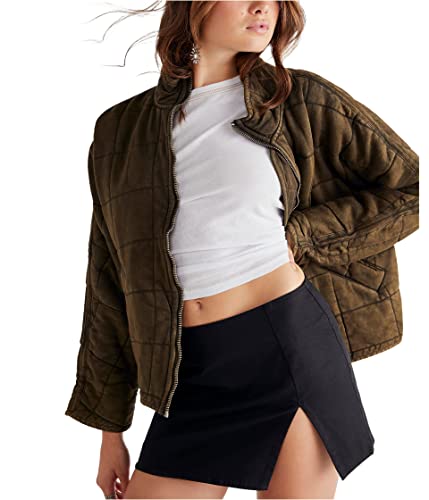 Free People Dolman Quilted Knit Jacket Dusted Military 1 LG (Women's 12)