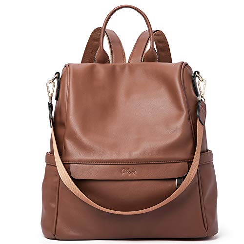 CLUCI Women Backpack Purse Fashion Leather Large Travel Bag Ladies Shoulder Bags Brown