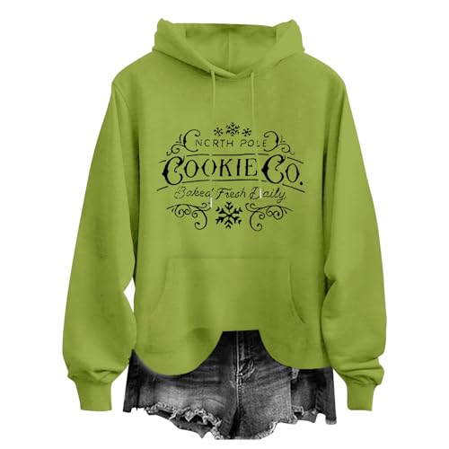 BLUBUKLKUN deal of the day prime today Women's Hoodie North Pole Baked Fish Daily Christmas Print Hoodie Long Sleeve Sweatshirt Hoodie Long (Mint Green, XXL)
