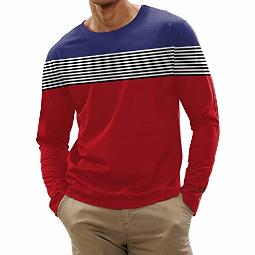 Men's Fashion Loose Comfortable Pullover Sweatshirt T Shirt Casual Printed Long Sleeve O-Neck Shirts Tops Blouse Christmas Shirts for Men Flag and Mens Shirts 3/4 Zip Pullover Men Shirt Mens