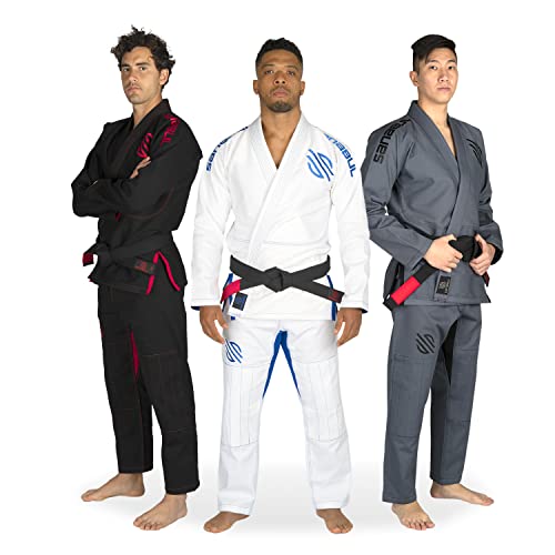 Sanabul Essential BJJ Gi for Men | Brazilian Jiu Jitsu Gi | Ultra Lightweight Preshrunk Cotton Fabric | Jiu-Jitsu Gi (White, A1)