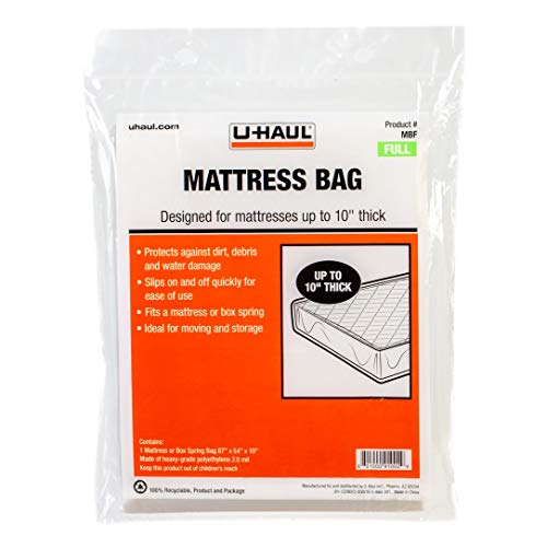 U-Haul Standard Full Mattress Bag – Moving & Storage Cover for Mattress or Box Spring – 87” x 54” x 10”