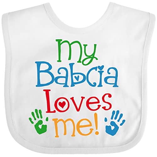 inktastic My Babcia Loves Me Baby Bib White 2fc0d