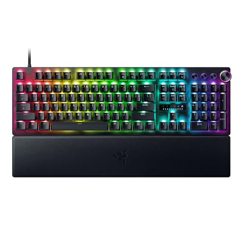 Razer Huntsman V3 Pro Esports Gaming Keyboard: Analog Optical Switches with Rapid Trigger & Adjustable Actuation - Media Keys & Dial - Doubleshot PBT Keycaps - Aluminum Top Plate - Wrist Rest