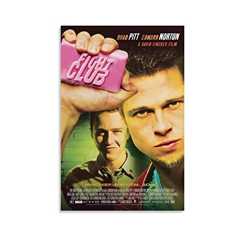 Faninoil Fight Club Movie Poster 1 Wall Art Canvas Print Poster Home Bathroom Bedroom Office Living Room Decor Canvas Poster Unframe: 12x18inch(30x45cm)