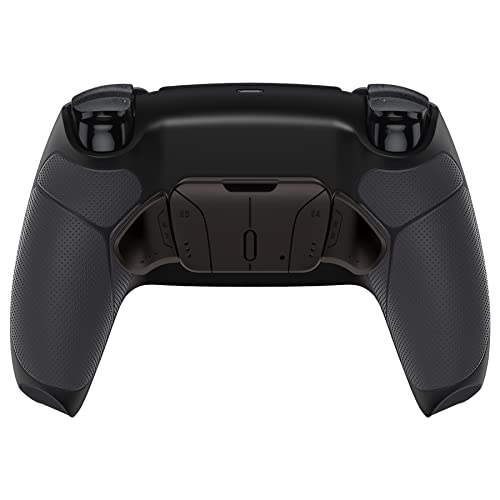 eXtremeRate Black Real Metal Buttons (RMB) Version RISE4 Remap Kit for PS5 Controller BDM-030 040 with Rubberized Grip Redesigned Back Shell, Upgrade Board & 4 Back Buttons for PS5 Controller