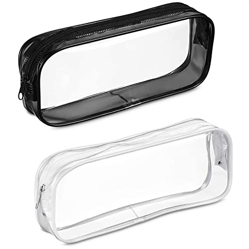 2Pcs Clear Zipper Pouches - Travel Toiletry Bag Makeup Organizer Cosmetic Bags for Women Clear Toiletry Bag Small Makeup Pouch Plastic Zipper Bags Zipper Pouch - Girls Travel Toiletry Bag Pencil Pouch