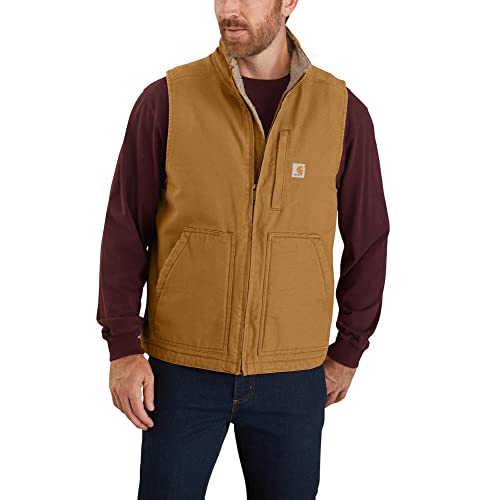 Carhartt Men's Sherpa Lined Mock-Neck Vest, Brown, Medium