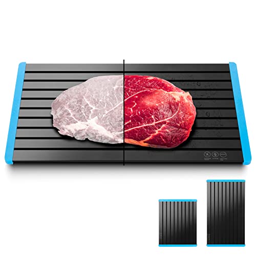 2 Pcs Defrosting Tray, FORIOUS Defrosting Tray for Frozen Meat Natural Thawing Without Microwave or Hot Water, Meat Defrosting Board Realizes Fast and Safe Thawing, 2- Sizes Thawing Tray to Choose