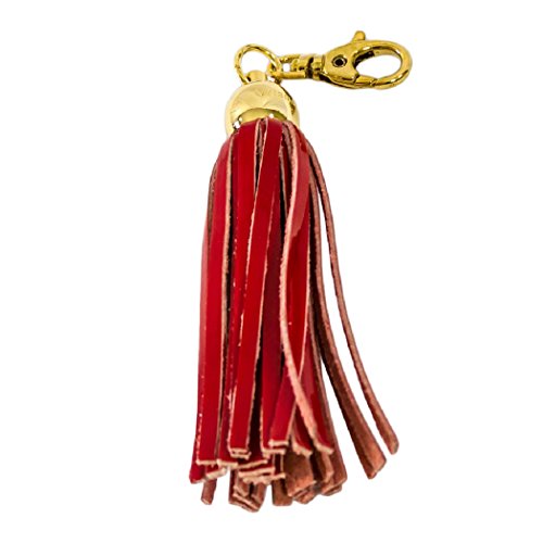 Marino Orlandi Women's Handbag Purse Tote Italian Designer Signature Red Patent Leather Tassel Keychain Keyfob