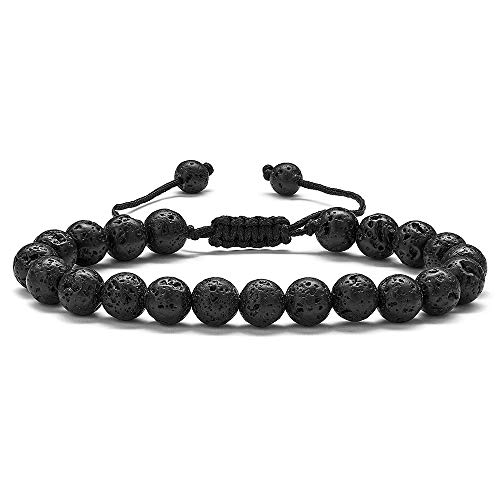 Lava Rock Bracelets for Men Gifts, 8mm Lava Rock Stone Mens Bracelet Adjustable Yoga Bead Mens Anxiety Bracelet Aromatherapy Essential Oils Bracelets for Mens Jewelry Birthday Gifts for Men Dad Boys