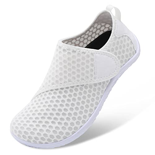 Lisdwde Athletic Hiking Water Shoes Mens Womens Barefoot Aqua Swim Walking Shoes Dot White 7.5-8.5 Women/6-7 Men