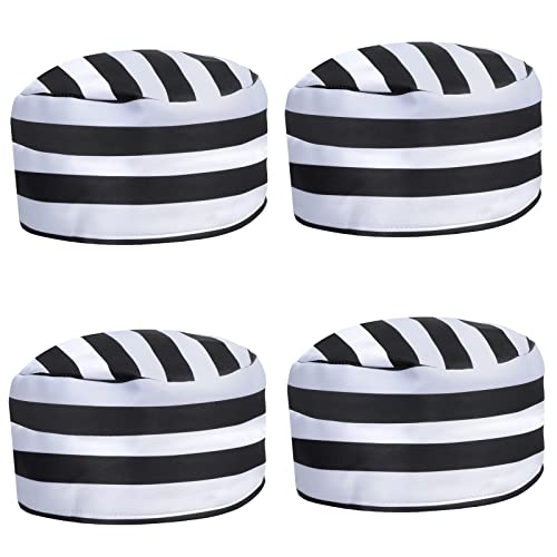 Aichiyu 4 Pieces Vintage Prisoner Hat Convict Hats Caps Striped Jailbird Jailhouse Prison Costume Cosplay for Men Women Halloween Party
