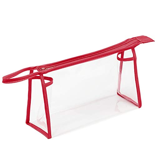 Clear Makeup Bag, BuyAgain Multi-purpose Transparent Waterproof Toiletry Bag with Zipper Travel Cosmetic Pouch Red