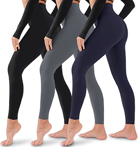 3 Pack Leggings for Women-No See-Through High Waisted Tummy Control Yoga Pants Workout Running Legging Large-X-Large