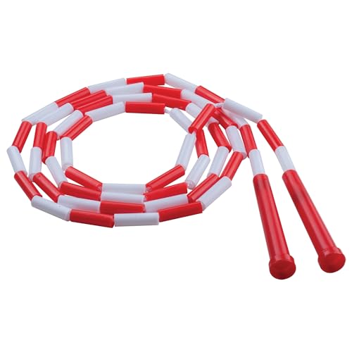 Champion Sports Classic Plastic Segmented Beaded Jump Ropes - Phys. Ed, Gym, Fitness and Recreational Use, 7'L, Red/White