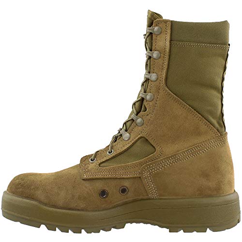 Belleville 590 8 Inch US Marine Corps Hot Weather Combat Boot for Men (EGA) - USMC Coyote Brown Leather with Vanguard Sole and Vibram Sierra Traction Outsole; Berry Compliant, Coyote - 11 R
