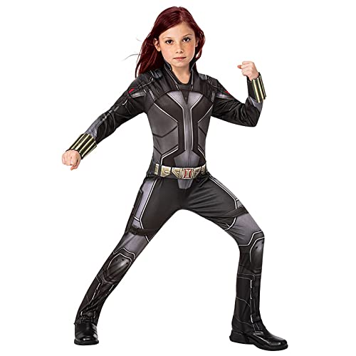 iminfit Girls Black Widow Cosplay Black Widow Cosplay Costume Superhero Halloween Outfit Costumes Jumpsuit for Girls