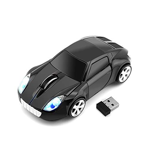 FASBEL Wireless Sports Car Mouse Computer Mice PC Laptop Optical Mouse Portable Mini Size Mice (Black)