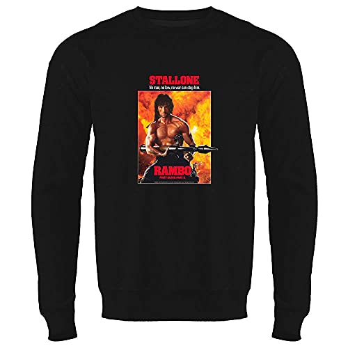 Pop Threads Rambo First Blood Part II 80s Movie Stallone Sweatshirt For Men Black M