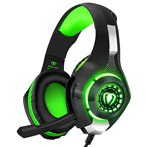 BlueFire 3.5mm PS4 Gaming Headset Headphone with Microphone and LED Light Compatible with Playstation 4, PS5, Xbox one, PC (Green)