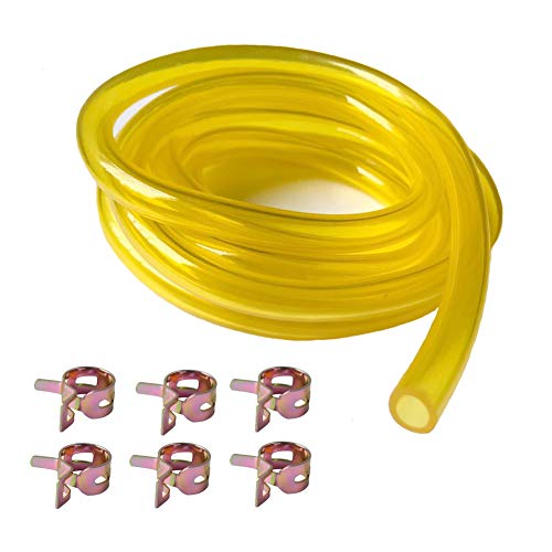 6-Feet-Long Fuel Line Hose 1/4' ID x 3/8' OD with Hose Clamps for small engines