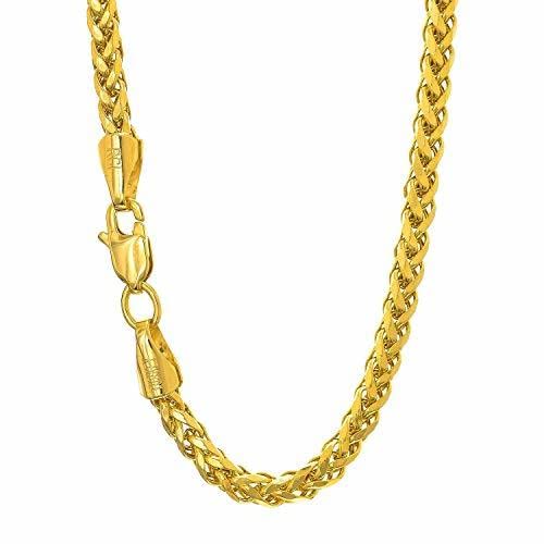 14K Yellow Gold 4.1mm Shiny Diamond-Cut Classic Semi-Solid Franco Chain Necklace for Pendants and Charms with Lobster-Claw Clasp (8', 20', 22' or 24 inch)