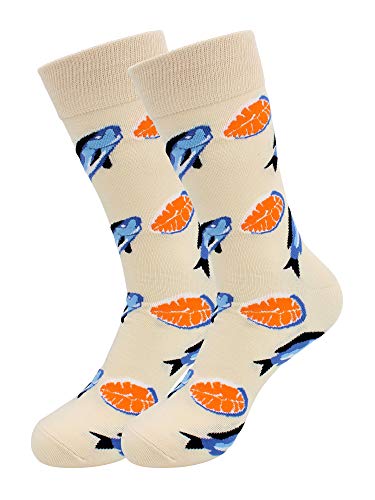 Real Sic Seafood Food Service Designer Socks - Premium Business Casual Cotton Blend - Comfortable and Lightweight - Gift For Food Lovers, Chefs (Salmon)