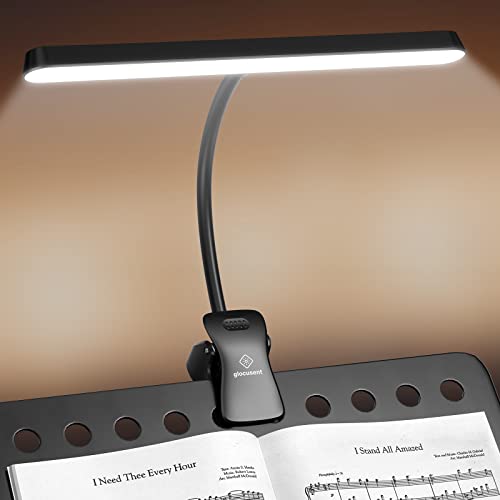 Glocusent 57 LED Super Bright Music Stand Light, Eye Caring Clip-on Piano Light, 3 Color & 5 Brightness, USB-C Rechargeable, Long Lasting up to 140 Hrs, Perfect for The Piano, Sheet Music, Guitar