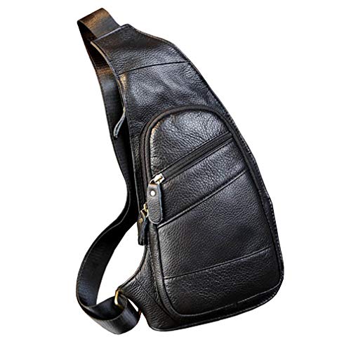 Leather Sling Bag Crossbody Backpack for Men Women Travel Outdoor Business Hiking Camping Shoulder Chest Day Pack Casual Daypack