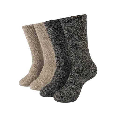 HOT FEET Thermal Socks for Men 2/4 Pack, Extreme Cold Boots Socks -Winter Insulated Socks, Cold Weather Size 6-12, 2 Pack, Oatmeal/Brown