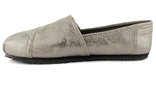Laforst Women's Slip and Oil Resistant Non Slip Work Shoes Jess PU Slip-On Flat (12, Silver)