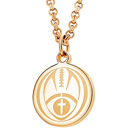 Athletes Necklace With Inspiring Bible Quote – Choose Your Quote, Gold Plated Cross Necklace for Boys & Girls That Love Sports – Makes a Unique, Inspiring Gift for All Young Athletes. Baseball, Basketball, Football, Hockey and Soccer Available.