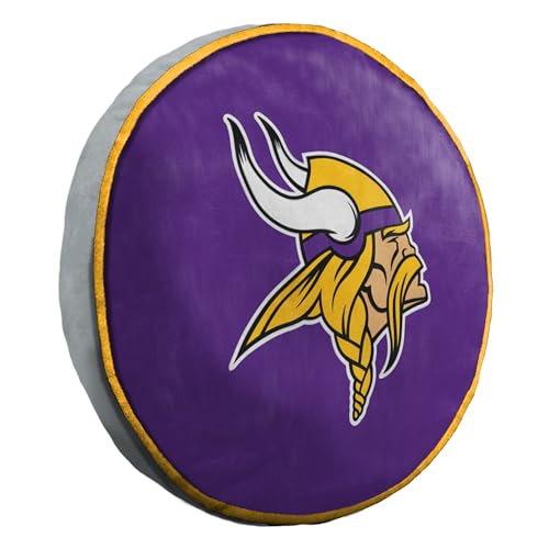 Northwest NFL Minnesota Vikings Vintage Grey, Round Travel Cloud Pillow, 15 inches, Team Colors