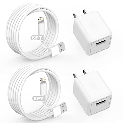 iPhone Charger,Cube iPhone Charger [MFi Certified] 2Pack 6FT Lightning Cable Quick Fast Charging Cord USB Wall Chargers Travel Plug Adapter for iPhone 14/13/12/11/10/X/8 Plus/XR/XS Max/SE/iPad