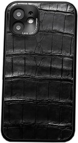 TEETSY- Genuine Leather Case for iPhone 15 Pro Max/15 Pro/15 Plus/15, Premium Soft Shockproof Case Support Wireless Charging Camera Protection Case,(Black,15 Plus)