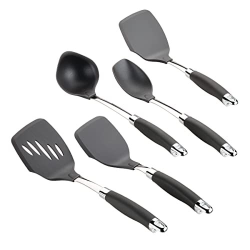 Anolon SureGrip Gadgets Nonstick Utensil Kitchen Cooking Tools Set, 5 Piece, Graphite