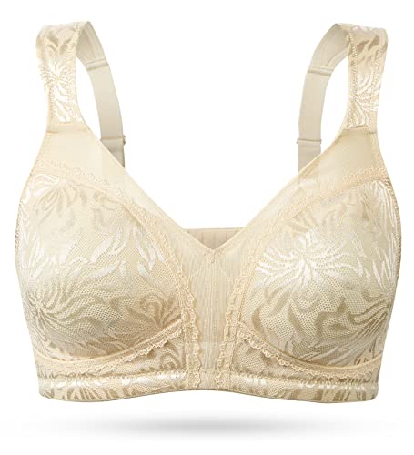 Wingslove Women's Full Coverage Non Padded Comfort Minimizer Wire-Free Bra Plus Size(Nude,40G)