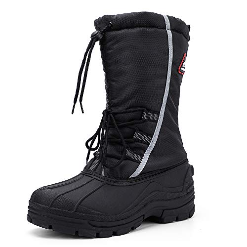 ALEADER Waterproof Snow Boots for Men, Insulated Warm Winter Shoes Boots (Black 11 D(M) US)